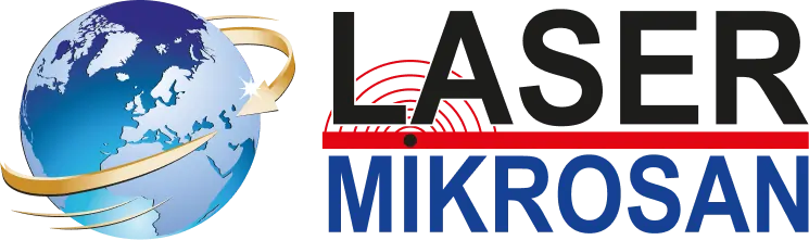 Lasermikrosan resmi logosu; dünya ikonu ve kırmızı-lacivert marka yazısı.